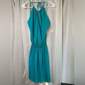 BOSTON PROPER Turquoise Halter Above knee mini dress women’s size 0